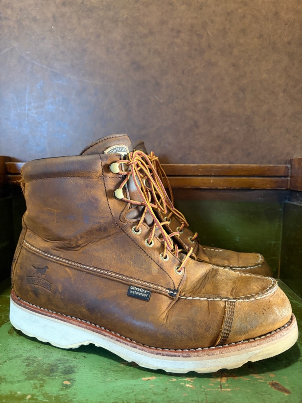 Irish Setter Brown Leather Moc Toe Work Boots
